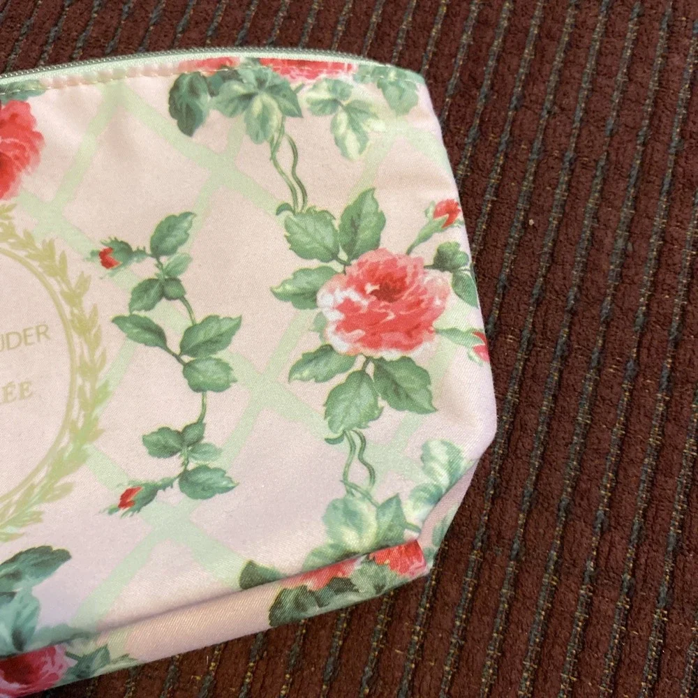 NEW ESTEE LAUDER X LADUREE MAKE-UP COSMETIC BAG ROSE FLORAL PATTERN PINK